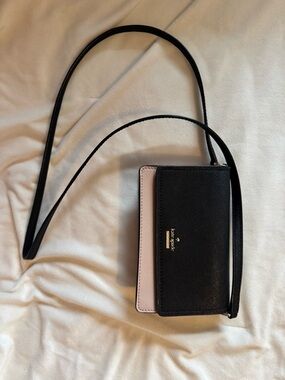kate spade Black and Blush Crossbody Card Wallet